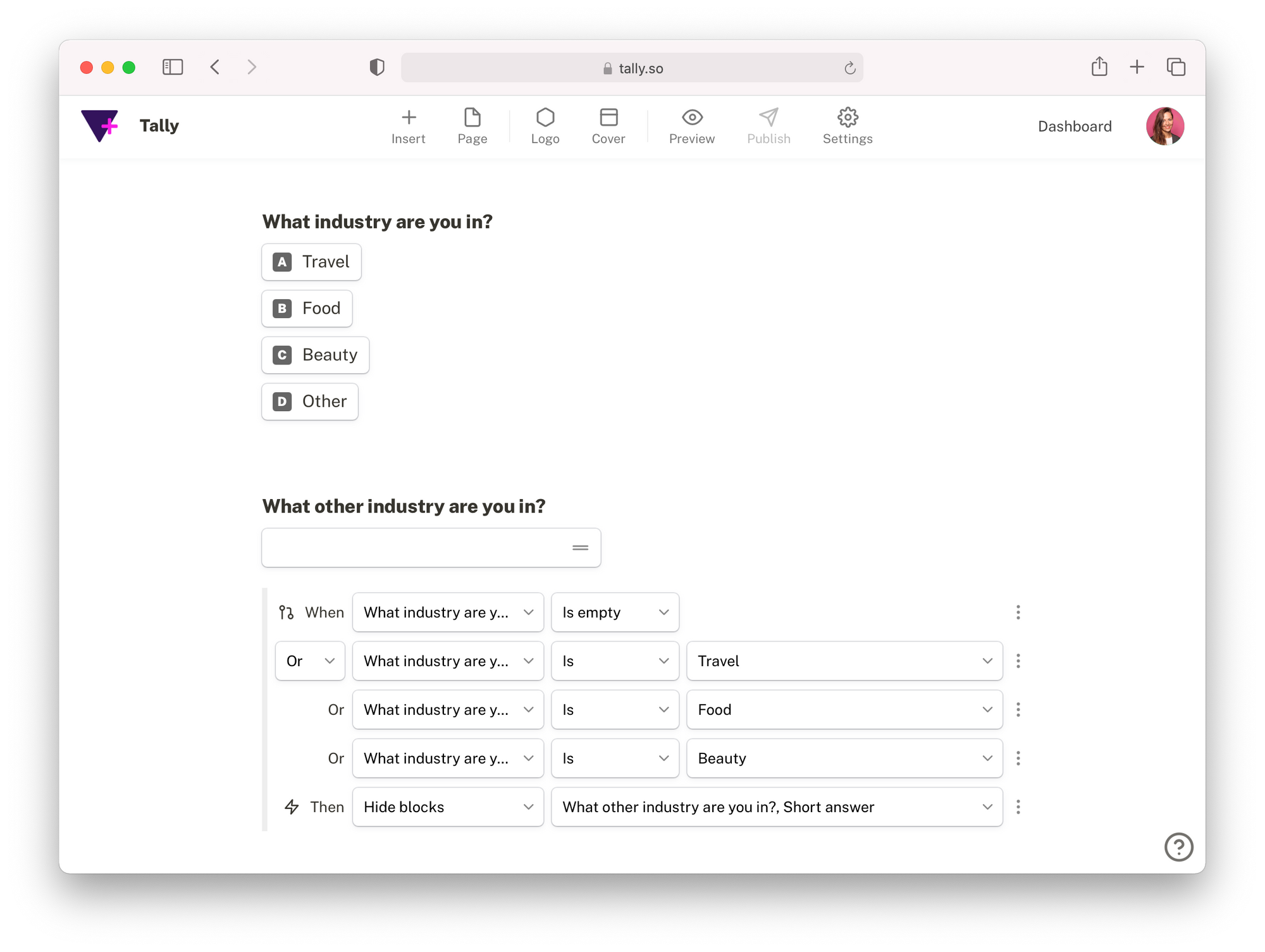how to add an 'other' field to your Tally form